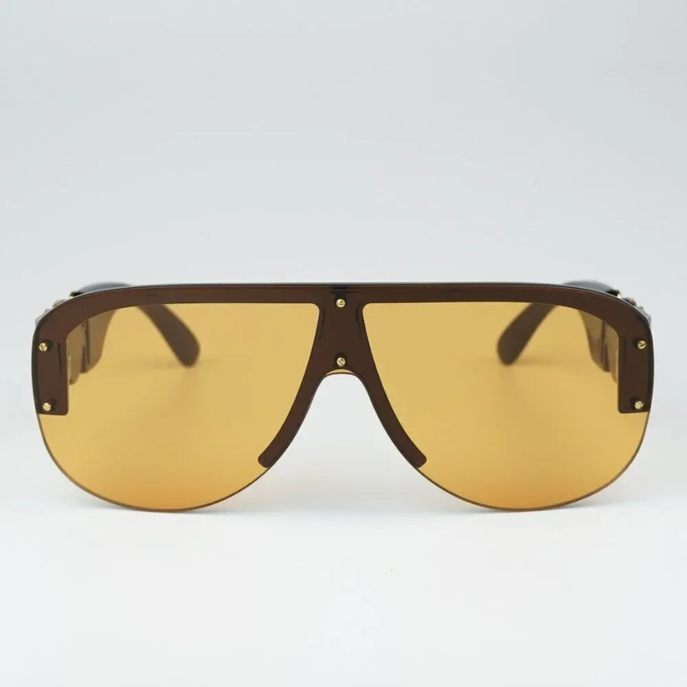 NEW Versace VE4391 GB1/7 Black Orange Shield Unisex Sunglasses